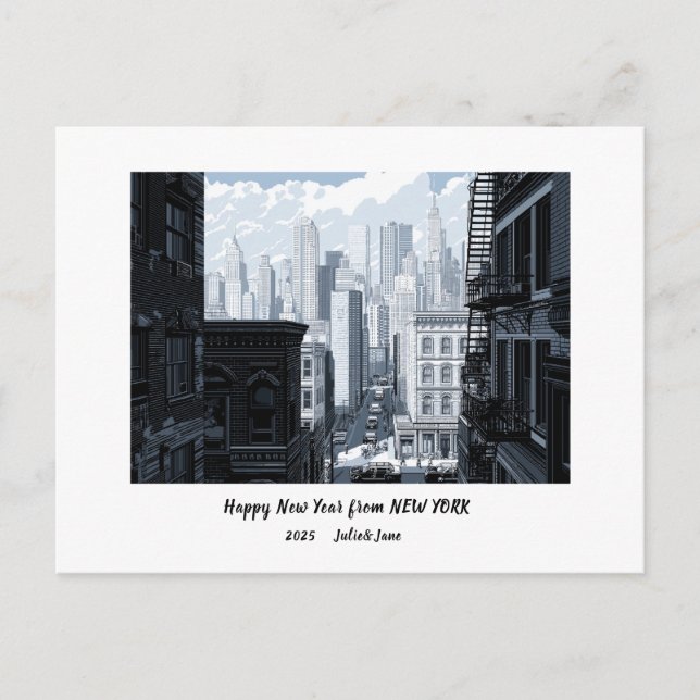 Personalised Happy New Year 2025 New York Holiday Postcard (Front)