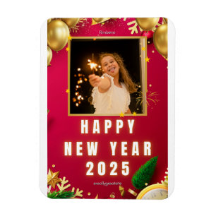 Personalised Happy New Year 2025 Photo Card Magnet