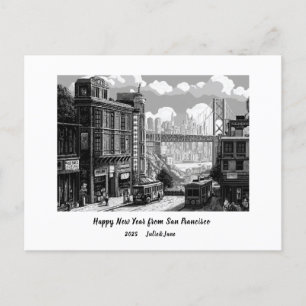 Personalised Happy New Year 2025 San Francisco Holiday Postcard