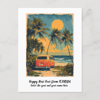 Personalised Happy New Year Florida Palm Tree Holiday Postcard