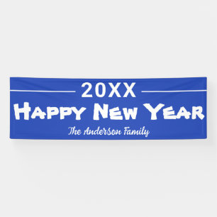 Personalised Happy New Year Modern Blue Festive Banner