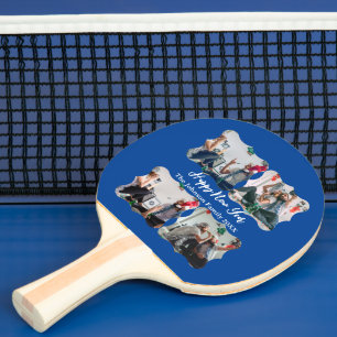 Personalised Happy New Year Script 4 collage photo Ping Pong Paddle