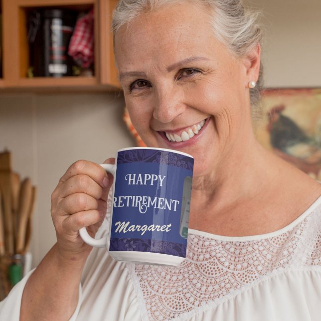 Personalised Happy Nurse Retirement Gifts Blue Coffee Mug (Creator Uploaded)