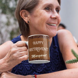 Personalised Happy Nurse Retirement Gifts Brown Coffee Mug