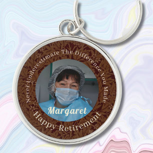 Personalised Happy Nurse Retirement Gifts Brown Key Ring