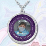 Personalised Happy Nurse Retirement Gifts Violet Silver Plated Necklace<br><div class="desc">Our Personalised Happy Nurse Retirement Gifts Silver Plated Necklace is a beautiful and sentimental gift option for retired nurses. This is designed to honour their years of hard work and dedication. It features a photo, and you can customise the text. The necklace serves as a reminder of their impact on...</div>