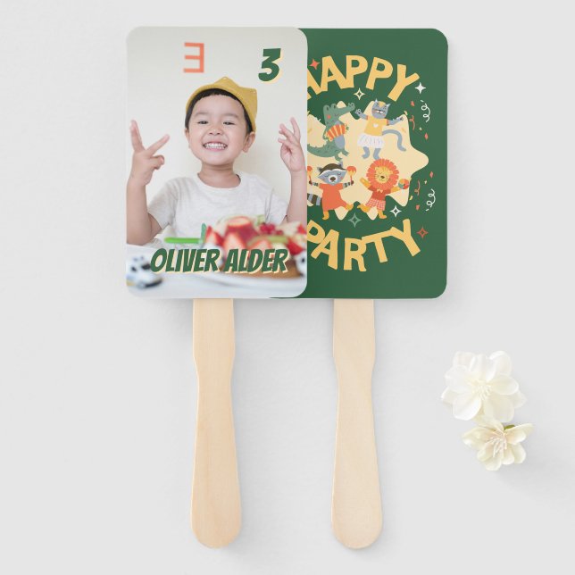 Personalised Happy Party Fan Faces  (Front and Back)