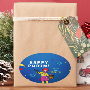 Personalised Happy Purim!  Oval Sticker