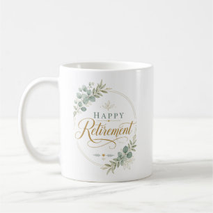 Personalised Happy Retirement Elegant Botanical Coffee Mug