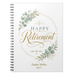 Personalised Happy Retirement Elegant Botanical Notebook