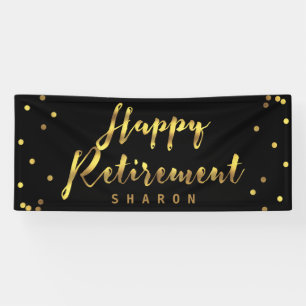 Personalised Happy Retirement Faux Gold Confetti Banner