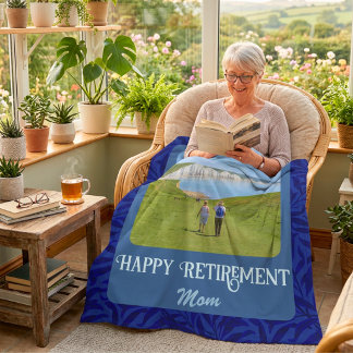 Personalised Happy Retirement Gifts for Mum Blue Fleece Blanket