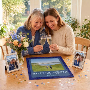 Personalised Happy Retirement Gifts for Mum Blue Jigsaw Puzzle