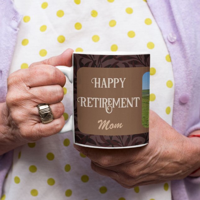 Personalised Happy Retirement Gifts for Mum Brown Coffee Mug (Personalized Happy Retirement Gifts for Mom Brown Coffee Mug)