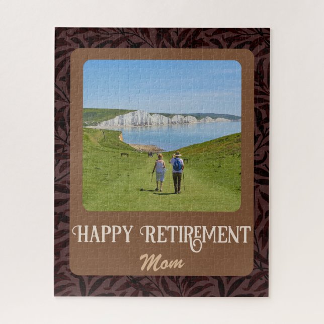 Personalised Happy Retirement Gifts for Mum Brown Jigsaw Puzzle (Vertical)