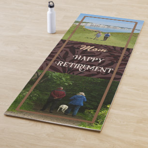 Personalised Happy Retirement Gifts for Mum Brown Yoga Mat