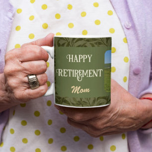 Personalised Happy Retirement Gifts for Mum Green Coffee Mug