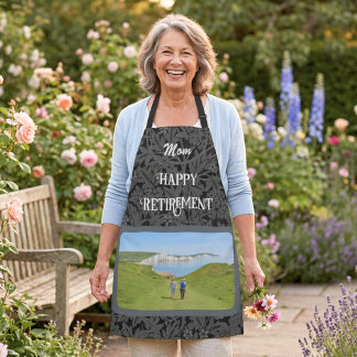 Personalised Happy Retirement Gifts for Mum Grey Apron