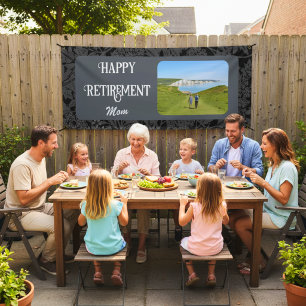 Personalised Happy Retirement Gifts for Mum Grey Banner