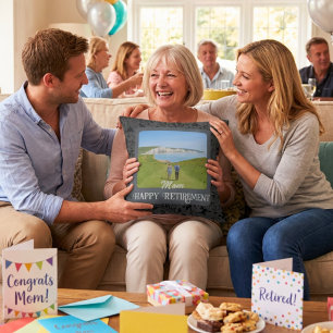 Personalised Happy Retirement Gifts for Mum Grey Cushion
