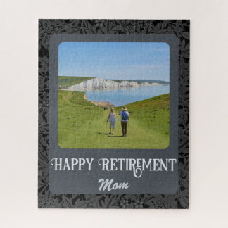 Personalised Happy Retirement Gifts for Mum Grey Jigsaw Puzzle