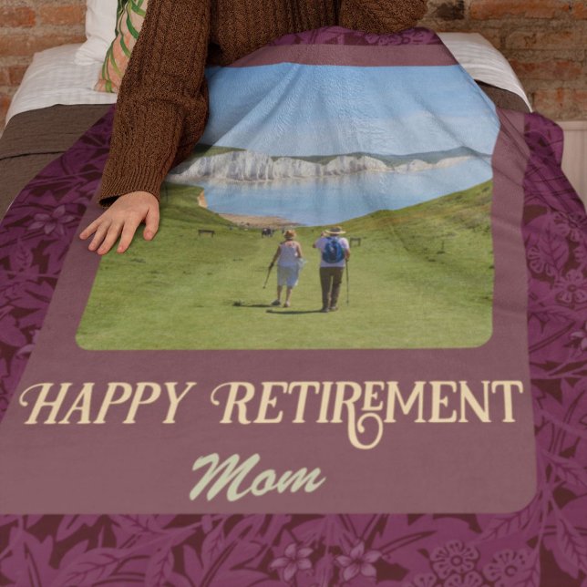 Personalised Happy Retirement Gifts for Mum Red Fleece Blanket (Creator Uploaded)