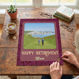Personalised Happy Retirement Gifts for Mum Red Jigsaw Puzzle