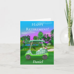 Personalised Happy Retirement Golf Sunset Green Card