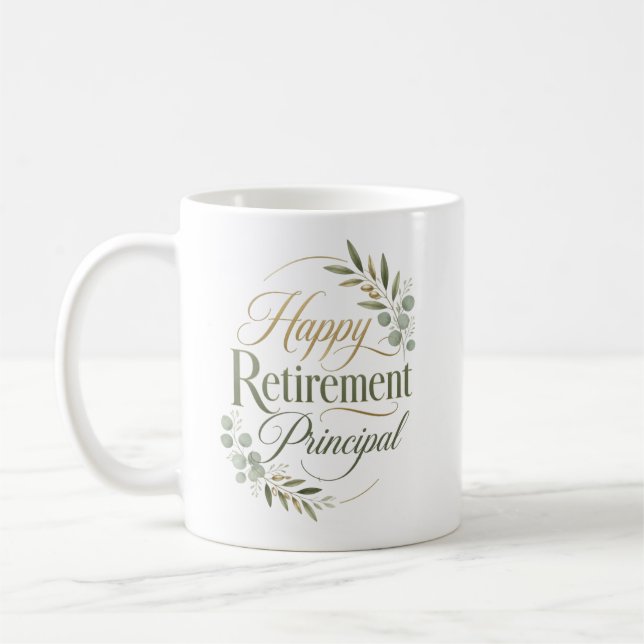 Personalised Happy Retirement Principal Gift Coffee Mug (Left)
