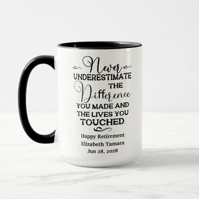 Personalised Happy Retirement quotes Mug (Left)