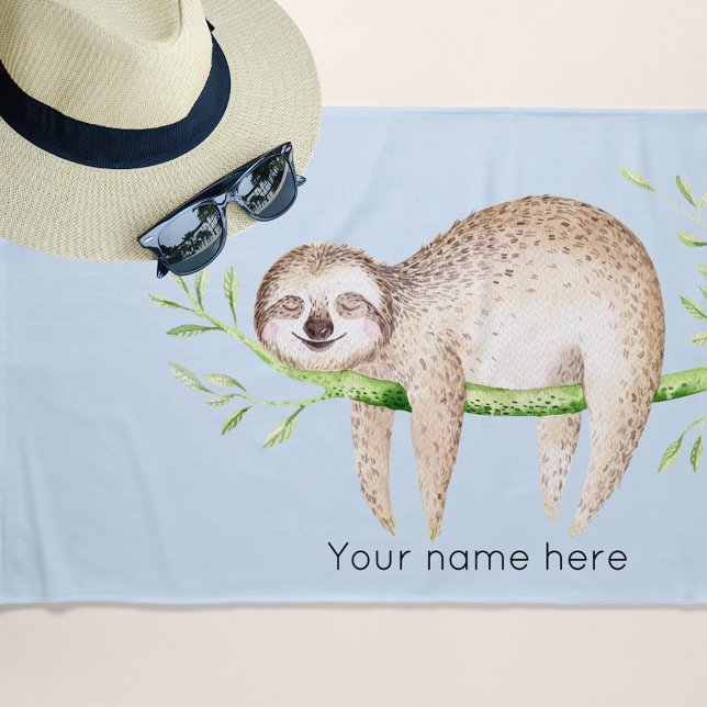 Personalised Happy Sloth Beach Towel (Creator Uploaded)