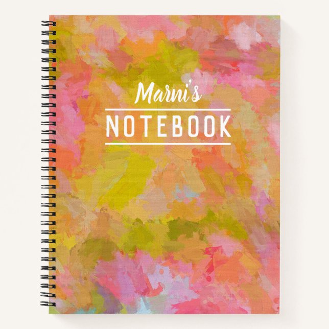 Personalised Happy Spring Colours Abstract Art Notebook (Front)