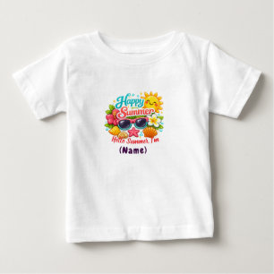 Personalised Happy Summer Kids T-Shirt.Custom Name Baby T-Shirt