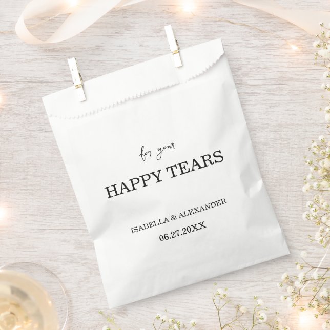 Personalised Happy Tears Wedding Confetti Favours Favour Bags (Clipped)