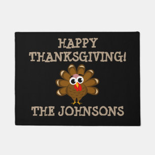 Personalised Happy Thanksgiving funny turkey print Doormat