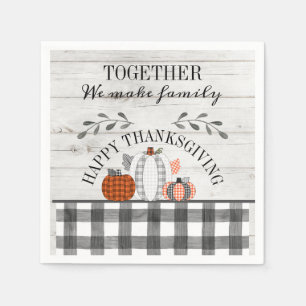 Personalised Happy Thanksgiving Plaid Pumpkins Napkin