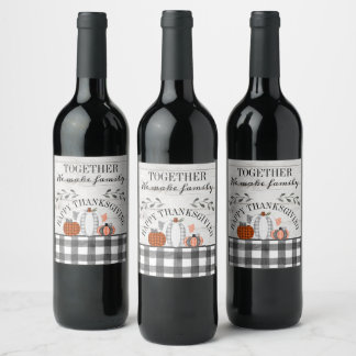 Personalised Happy Thanksgiving Wine Label