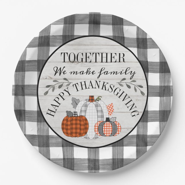 Personalised Happy Thanksgiving Wine Paper Plate (Front)