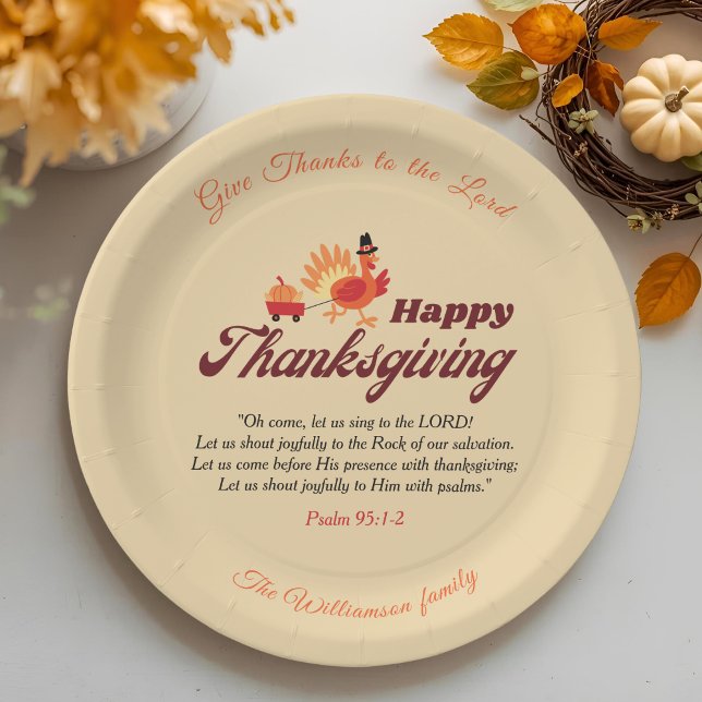 Personalised Happy Thanksgiving with Bible Verse  Paper Plate (Creator Uploaded)