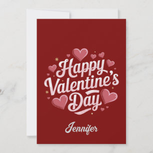 Personalised Happy Valentine’s Day Red heart Holiday Card