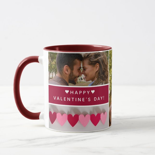Personalised Happy Valentine's Day Photo Collage Mug (Left)