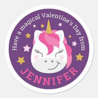 Personalised Happy Valentine's Day Unicorn Sticker