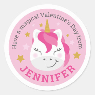 Personalised Happy Valentine's Day Unicorn Sticker