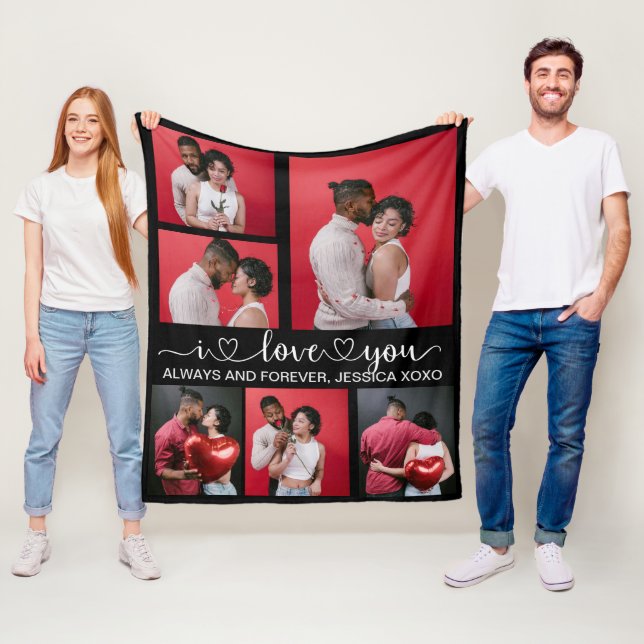 Personalised Happy Valentines's Day 6 Photo   Fleece Blanket (In Situ)