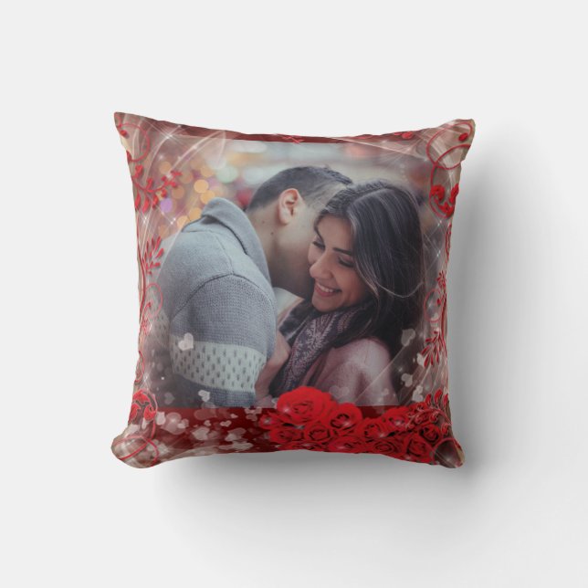 Personalised Happy Valentines's Day Photo   Cushion (Front)