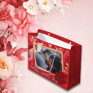 Personalised Happy Valentines's Day Photo Large Gift Bag