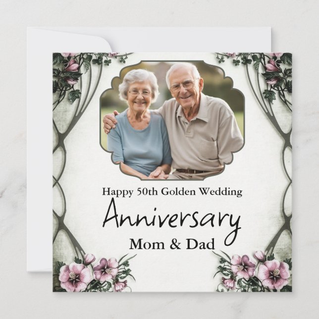 Personalised Happy Wedding Anniversary  Holiday Card (Front)