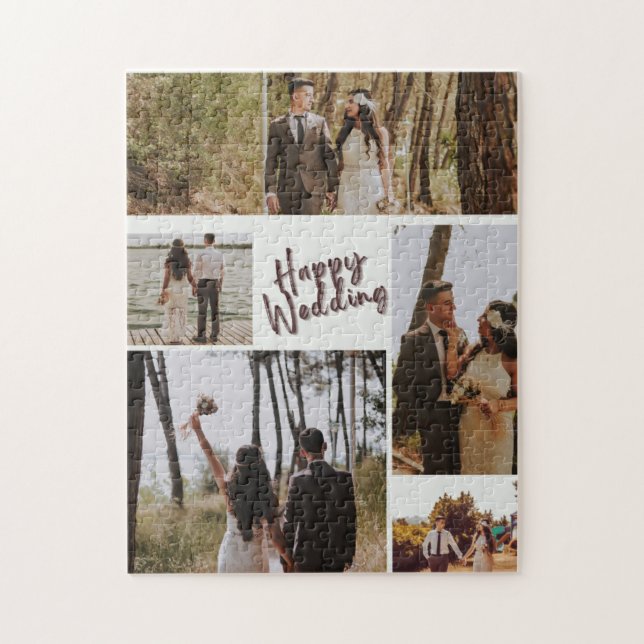 Personalised Happy Wedding Photo Collage Puzzle (Vertical)