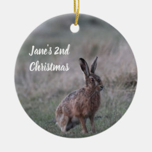 Personalised Hare Photo Christmas Ornament