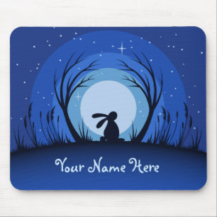 Personalised Hare, Rabbit, Moonlight Silhouette Mouse Mat